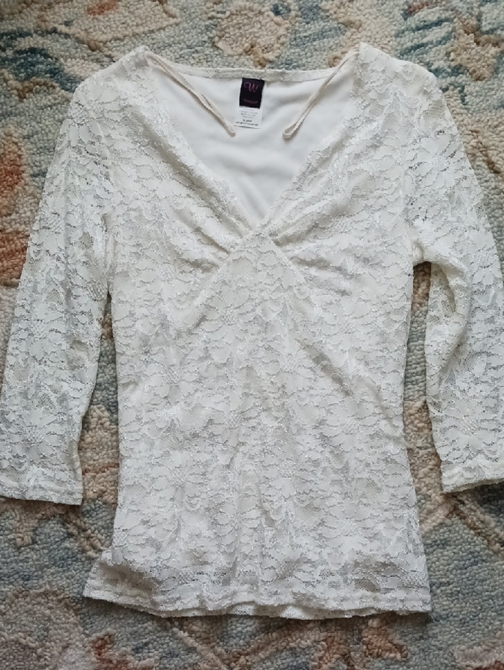 Vintage Y2K Wrapper Cream 3/4 Sleeve Top
